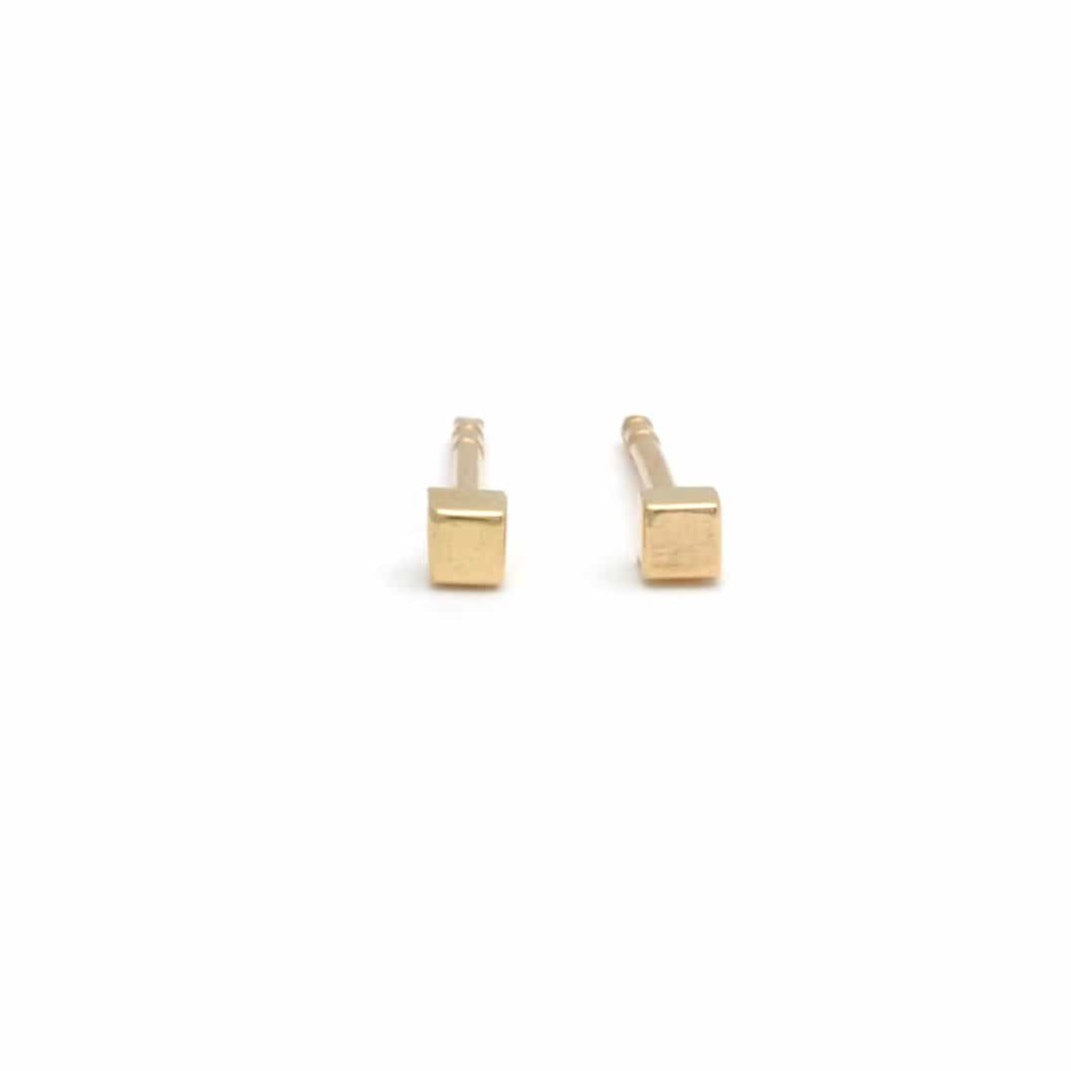 Curated Los Angeles EARRINGS Mini Gold Cube Studs