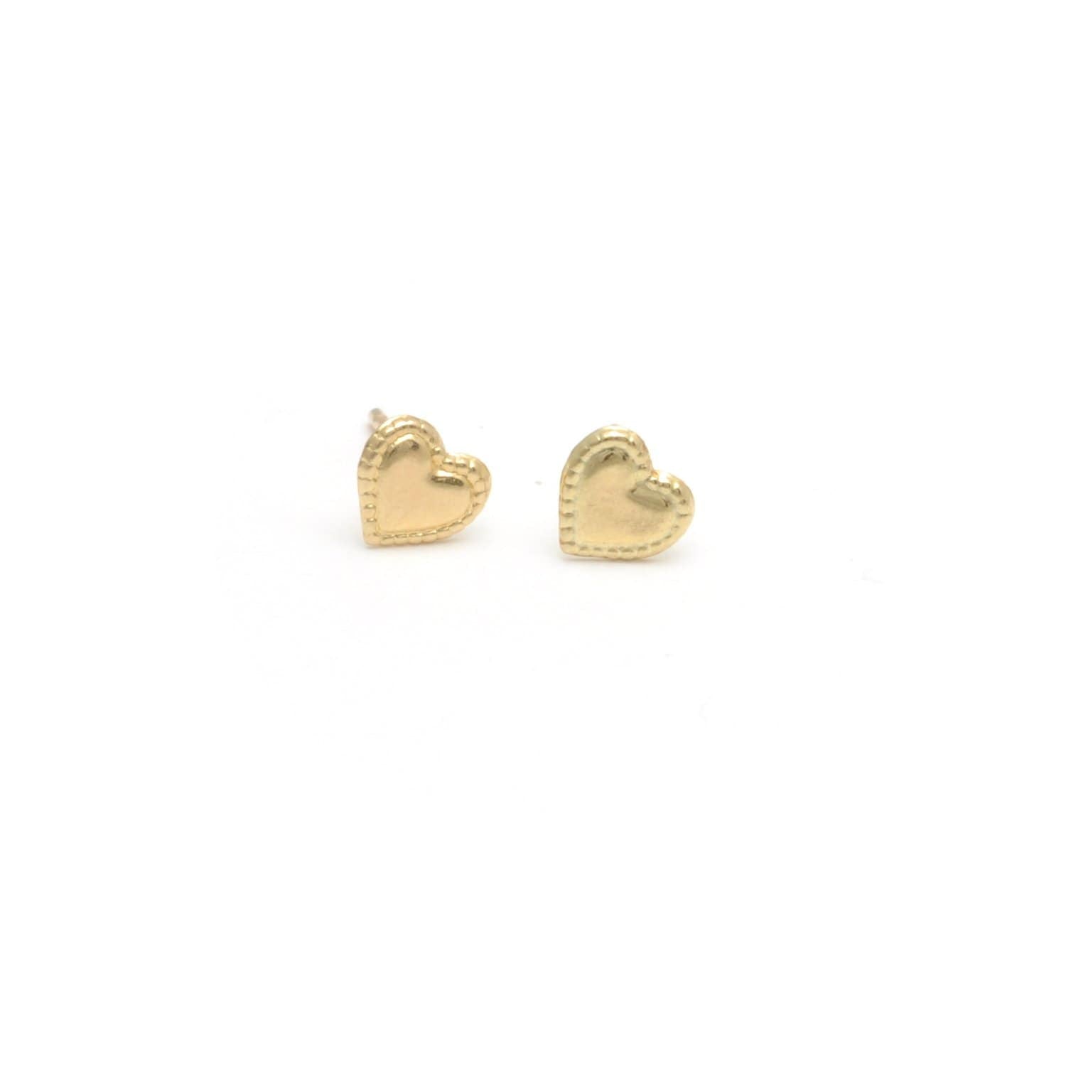 Curated Los Angeles EARRINGS Mini Heart Yellow Gold Studs