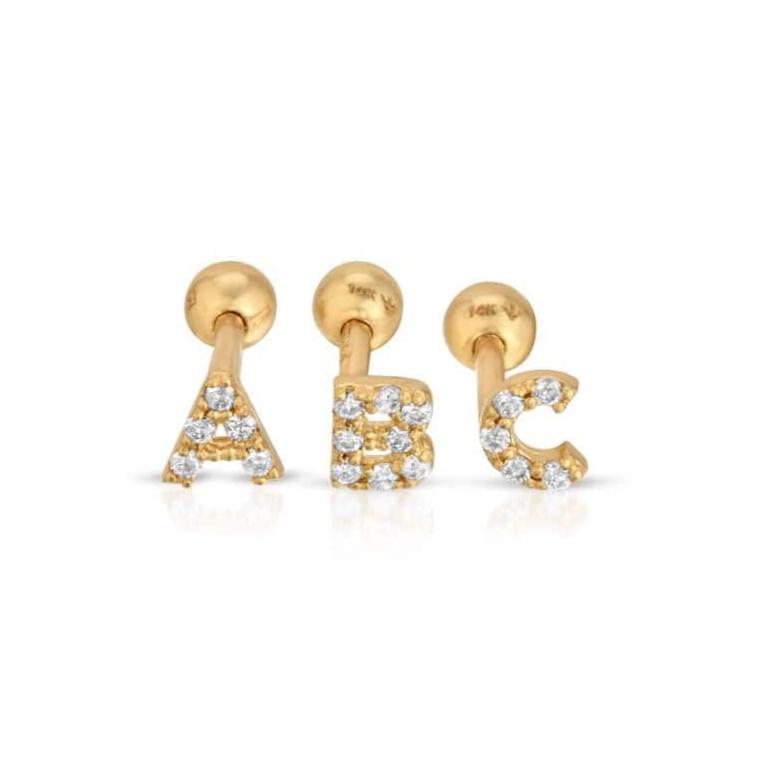 Curated Los Angeles EARRINGS Mini Initial Diamond Studs