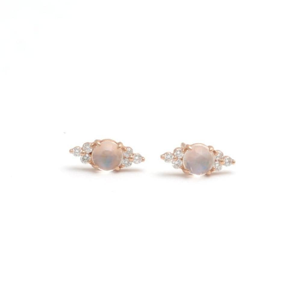 Amazing Grace EARRINGS Moonstone Diamond Rose Gold Earrings