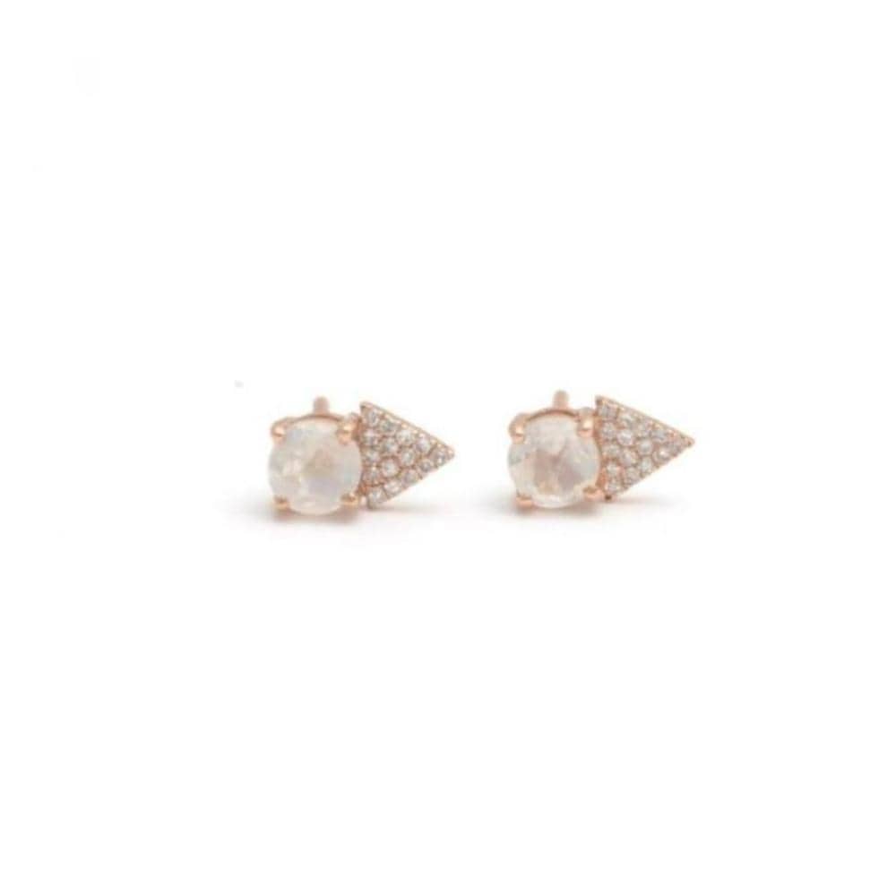 Amazing Grace EARRINGS Moonstone Triangle Pave Diamond Stud Earrings