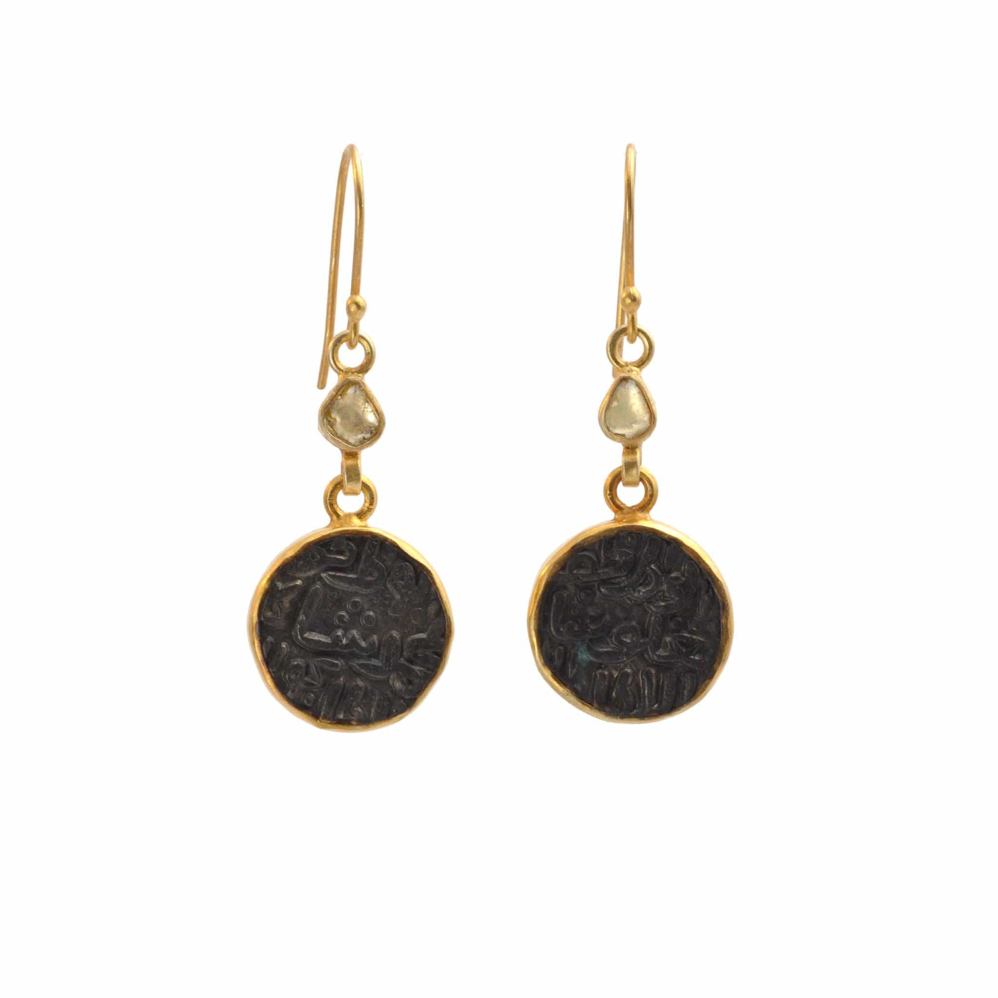 LIZ GENETTI EARRINGS Old Coin Diamond Earrings