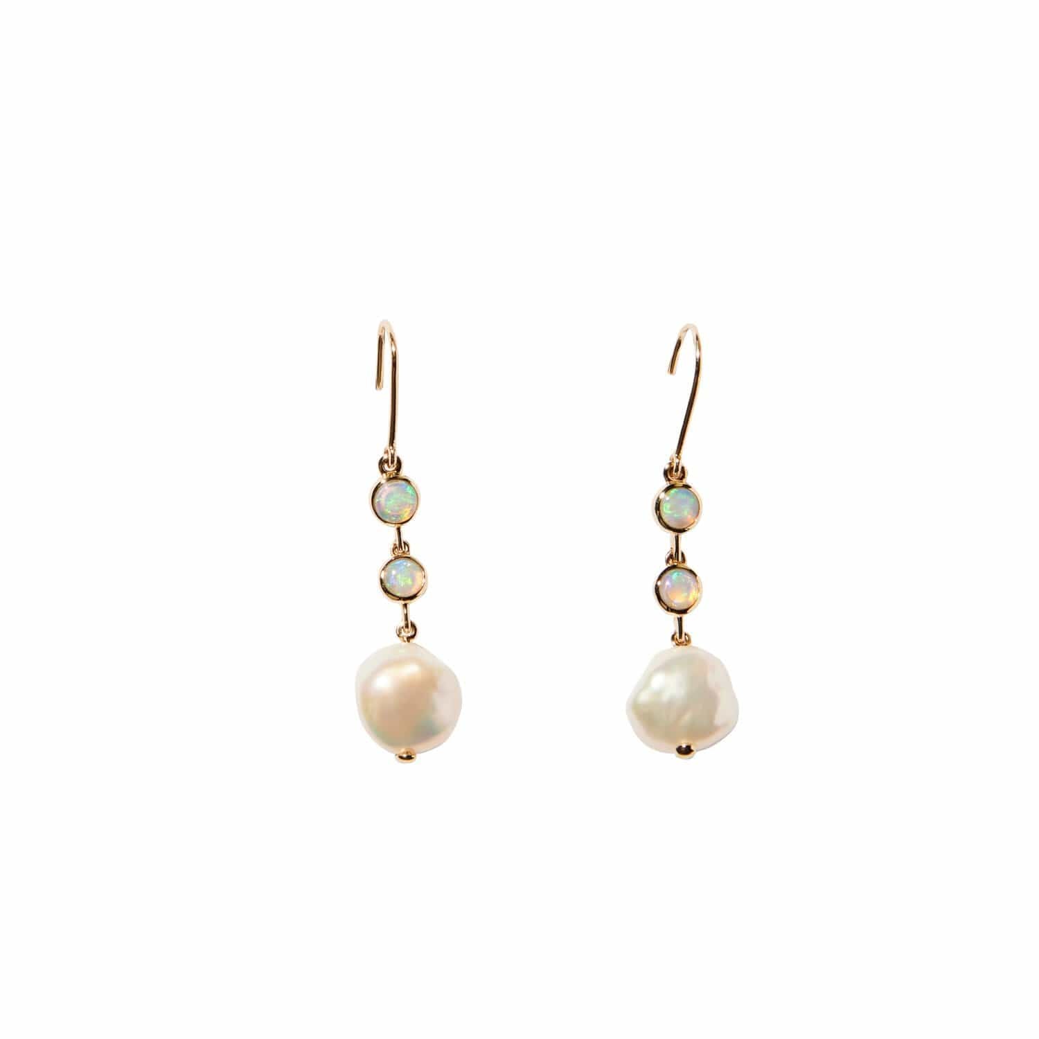 Fade to Black EARRINGS Opal and Pearl 14K Drop Earrings