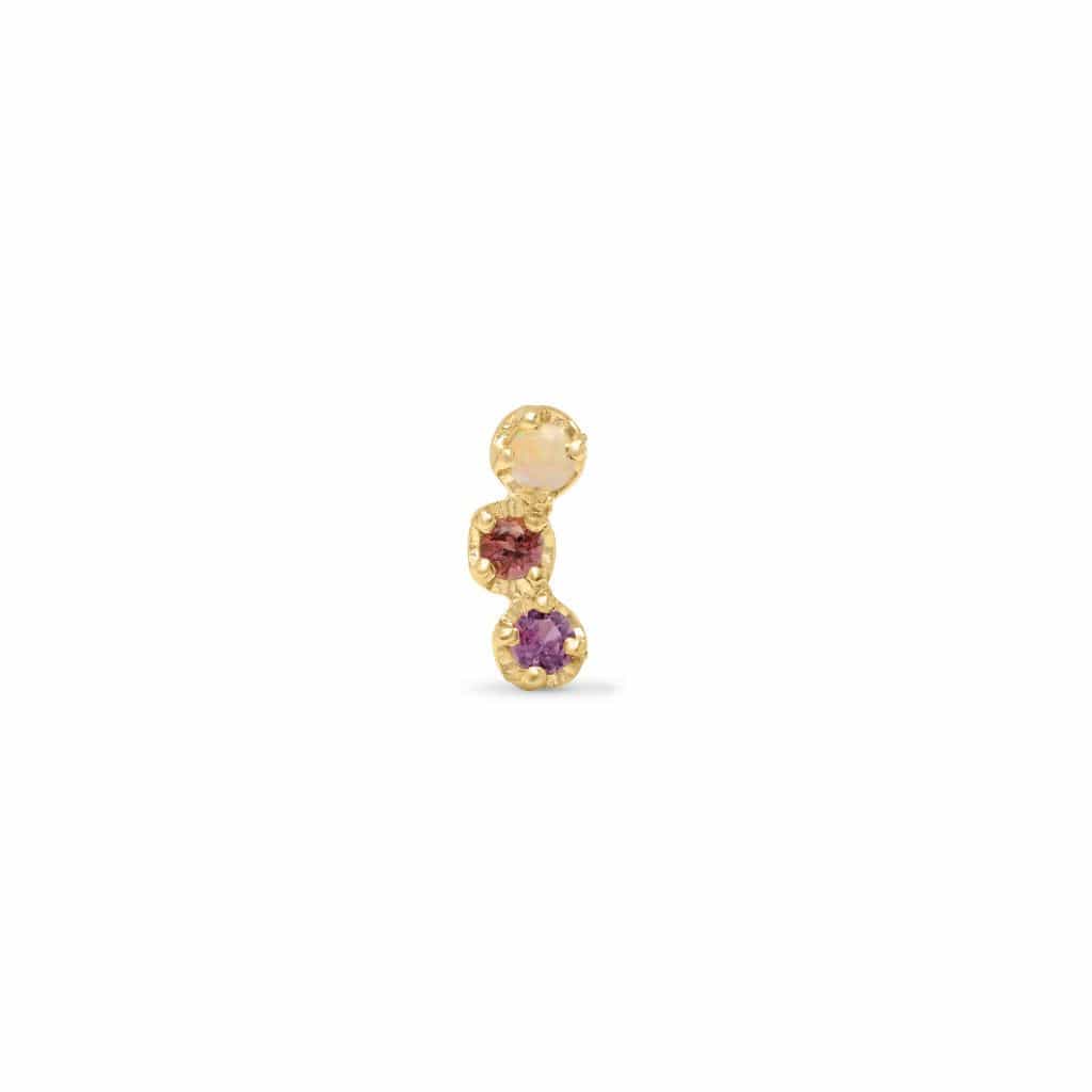 CAITLIN NICOLE JEWELRY EARRINGS Opal Pink and Purple Sapphire Crescent Single Stud