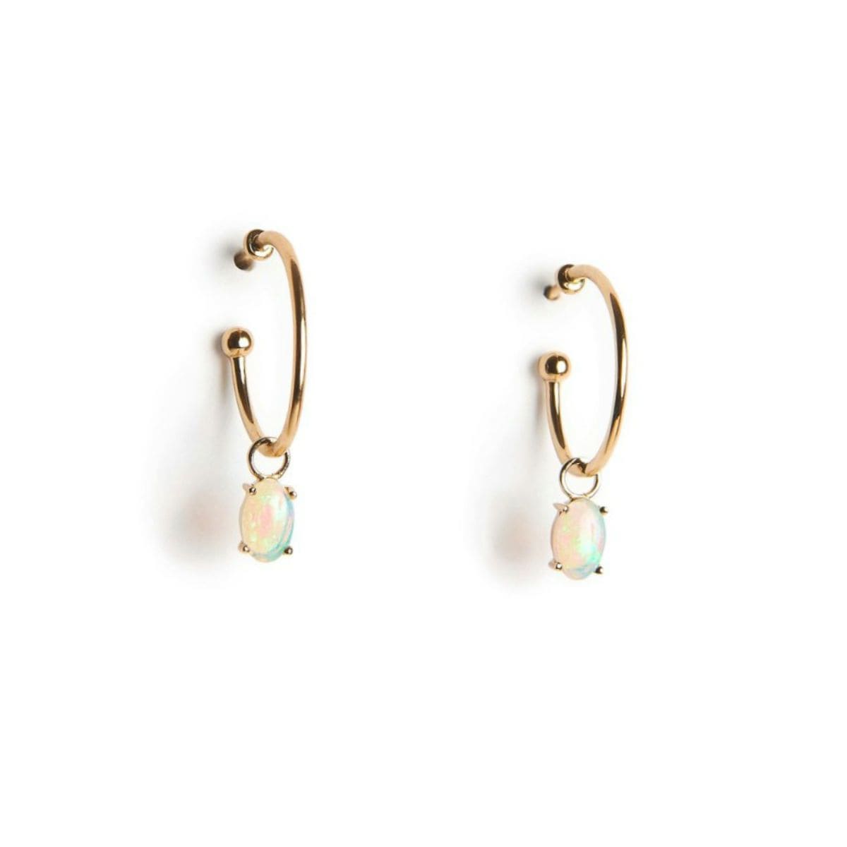 Fade to Black EARRINGS Oval Opal Drop Gold Hoop Earrings