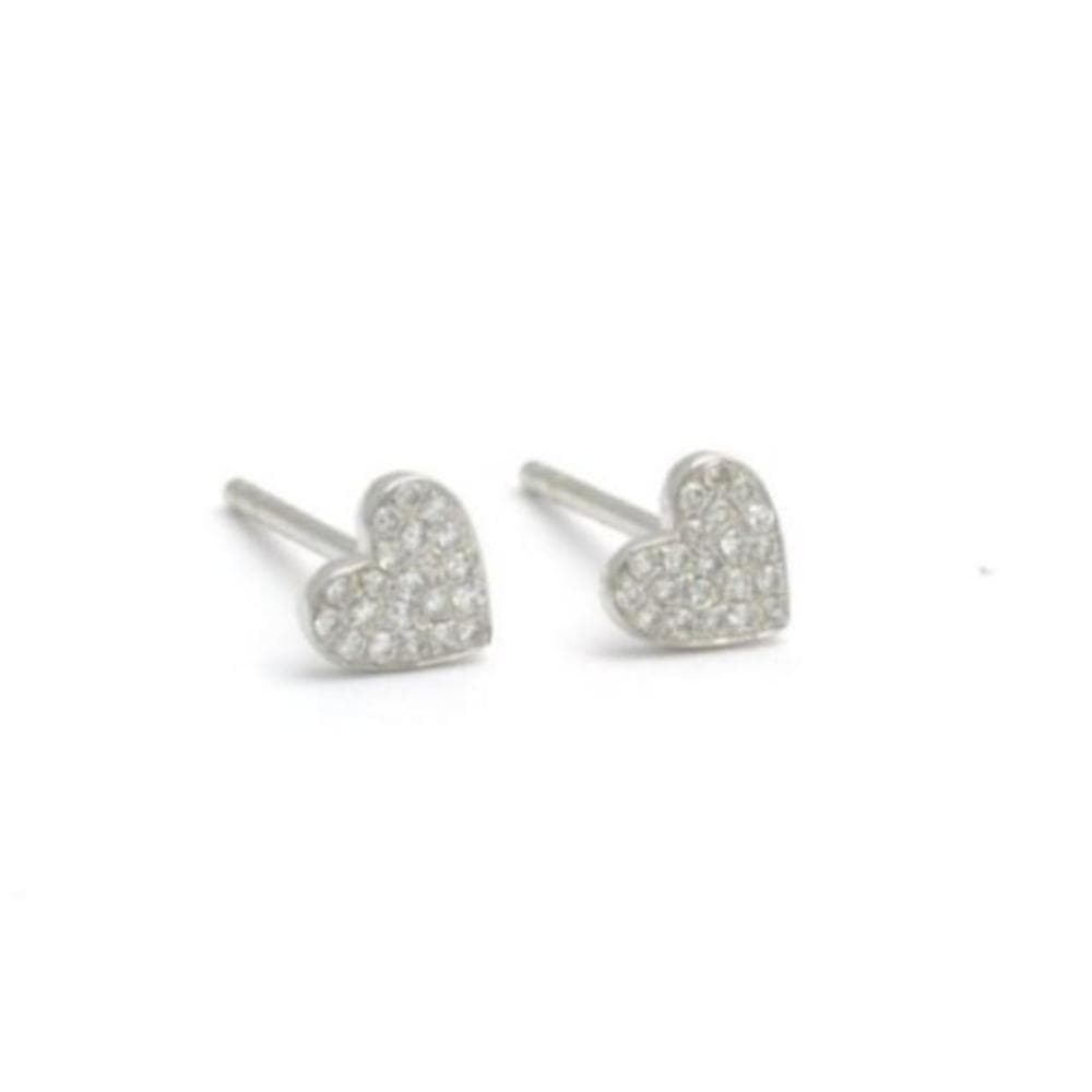 Amazing Grace EARRINGS Pave Diamond Heart Stud Earrings