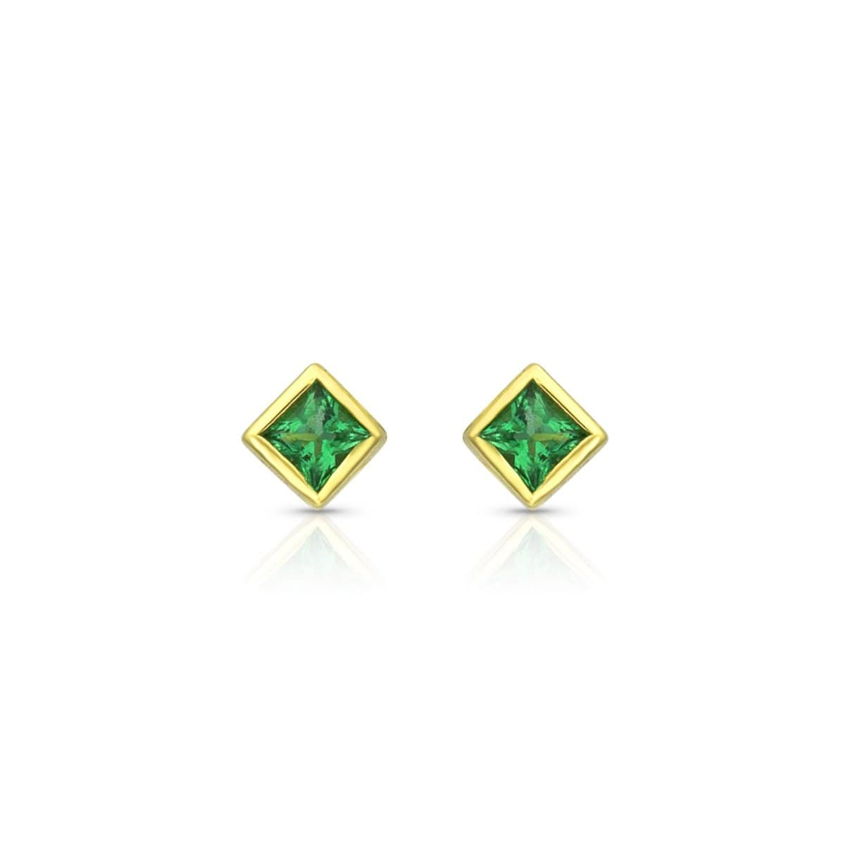 Ziba Zidehsarai EARRINGS Princess Cut Emerald Gold Studs