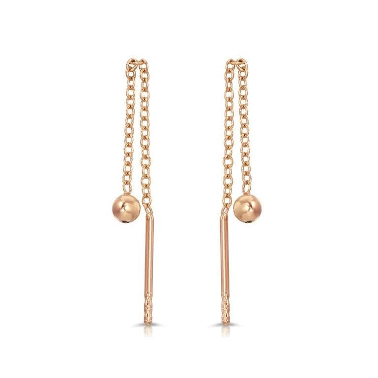 Curated Los Angeles EARRINGS Rose Gold Bead Threader Earrings