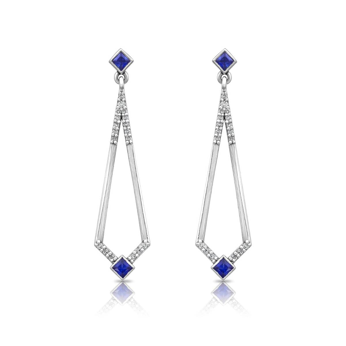 Ziba Zidehsarai EARRINGS Sapphire Diamond White Gold Drop Earrings