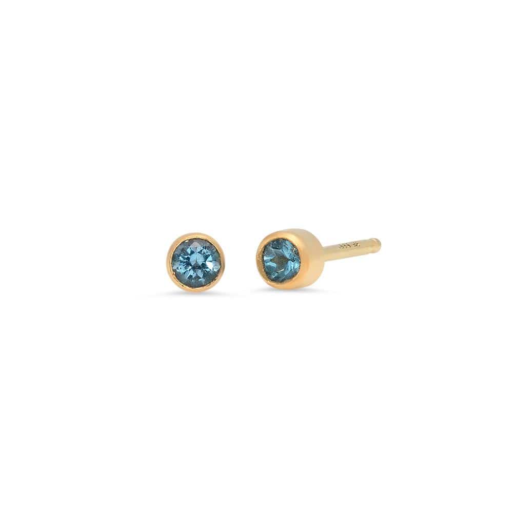 CAITLIN NICOLE JEWELRY EARRINGS Small Blue Topaz Gold Studs