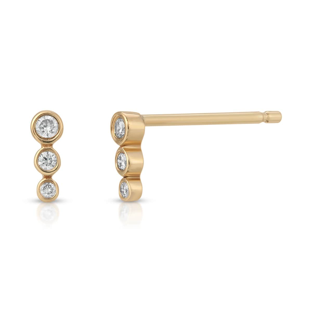 Curated Los Angeles EARRINGS Three Diamond Graduated Size Bar Studs