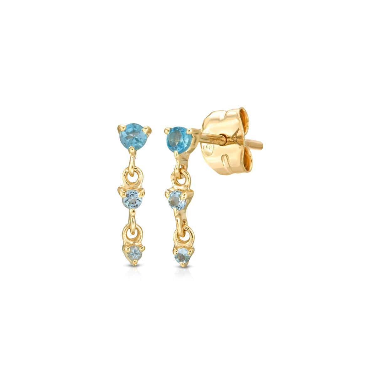 Curated Los Angeles EARRINGS Three Graduating Blue Topaz Drop Earrings