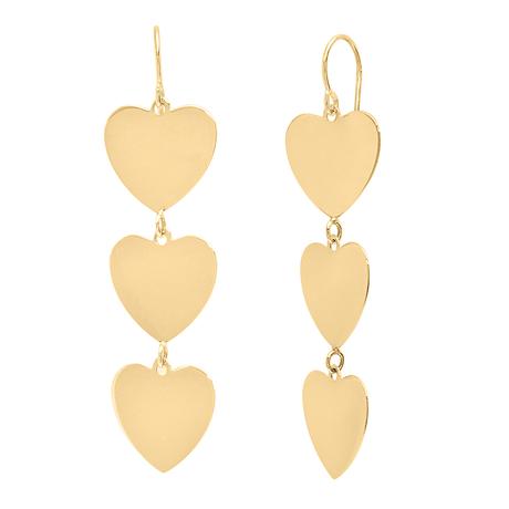 CAITLIN NICOLE JEWELRY EARRINGS Three Heart Yellow Gold Dangle Earrings