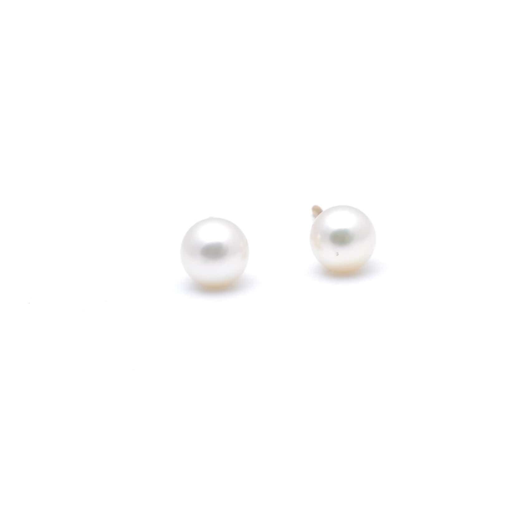 Curated Los Angeles EARRINGS Tiny Round White Pearl 14k Studs