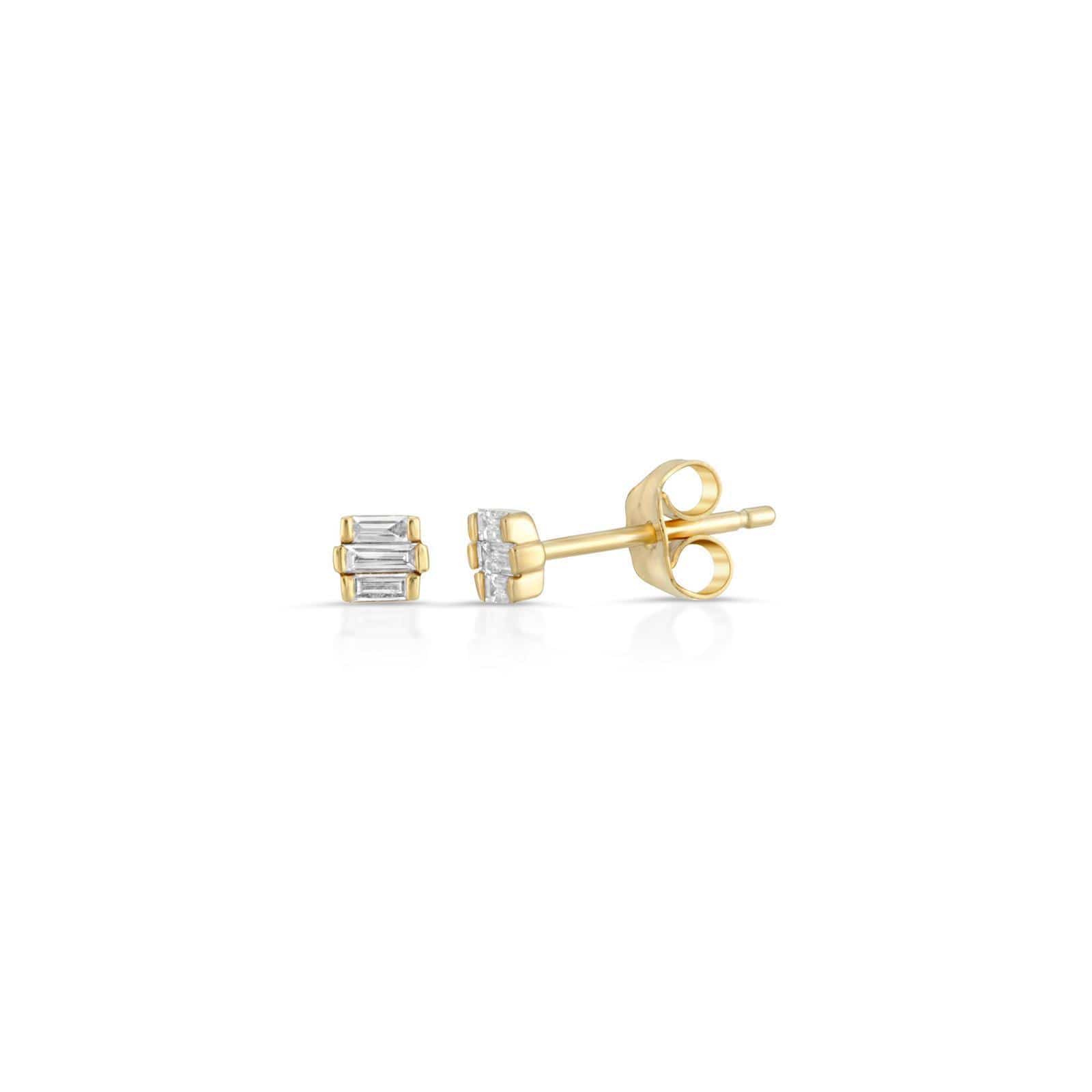 Curated Los Angeles EARRINGS Triple Baguette Diamond Studs