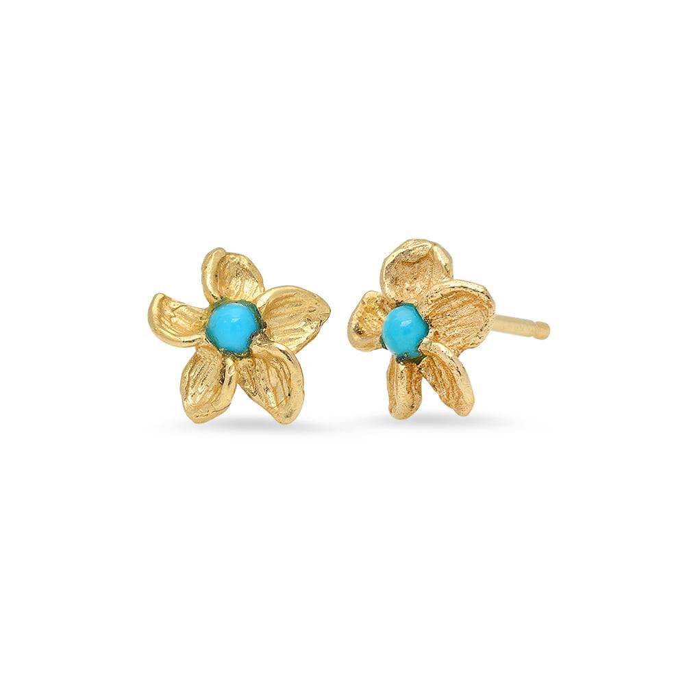 CAITLIN NICOLE JEWELRY EARRINGS Tropical Flower Turquoise Gold Earrings