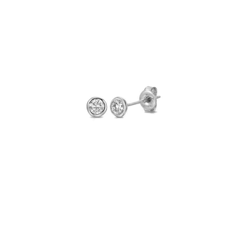 Curated Los Angeles EARRINGS White Gold Bezel Diamond Studs