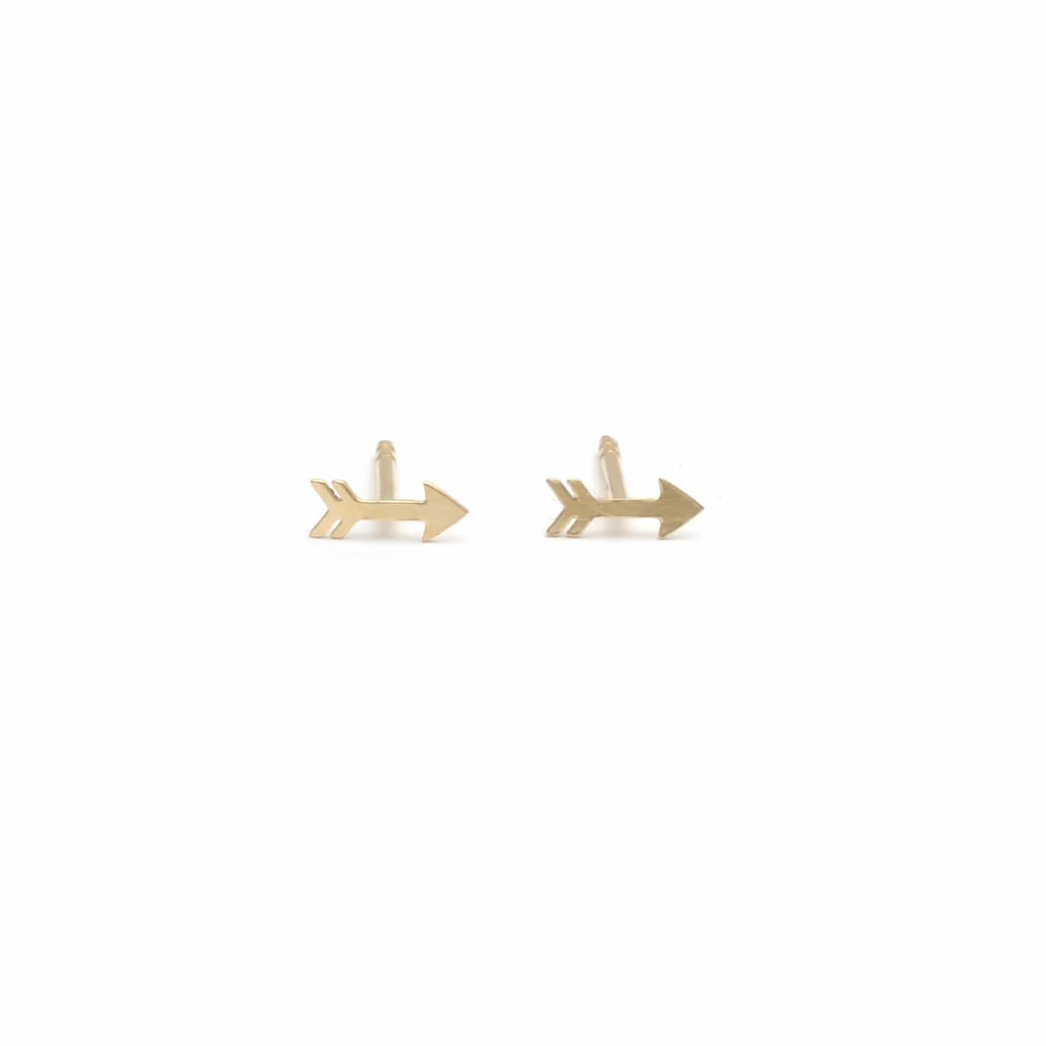 Curated Los Angeles EARRINGS Yellow Gold Mini Arrow Studs