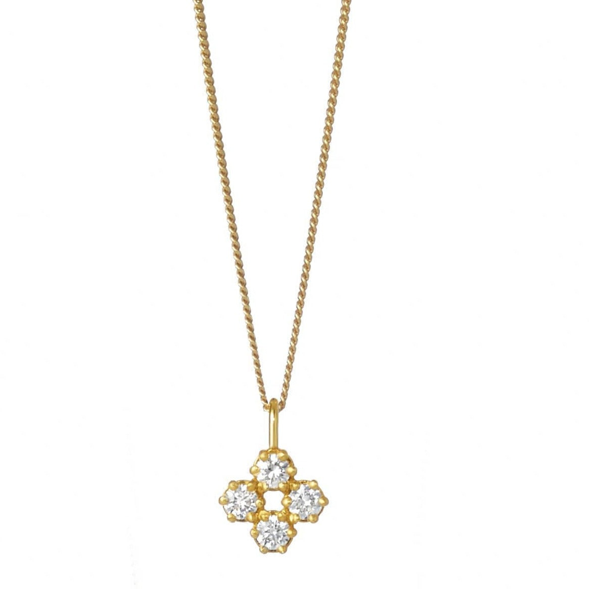 SUNEERA NECKLACES Yellow Four Diamond Clover Charm Necklace