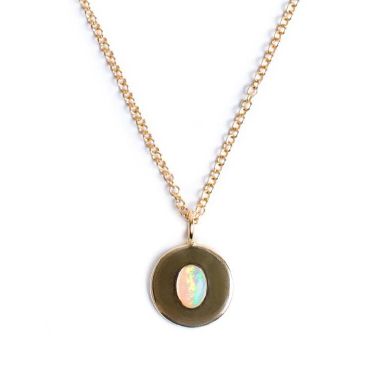 Fade to Black NECKLACES Opal Gold Medallion Necklace