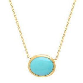 CAITLIN NICOLE JEWELRY NECKLACES Oval Turquoise Yellow Gold Bezel Necklace