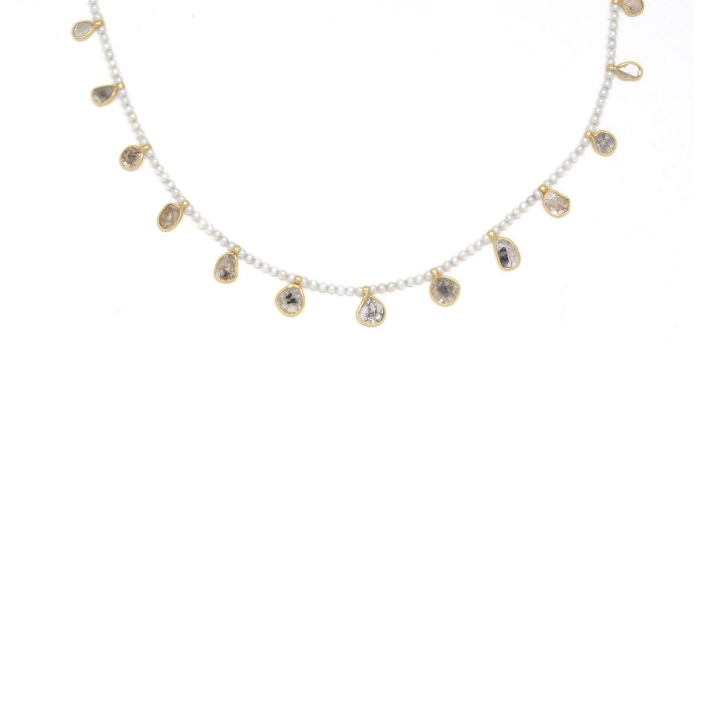 LIZ GENETTI NECKLACES Pearl Diamond Slice Shaker Necklace