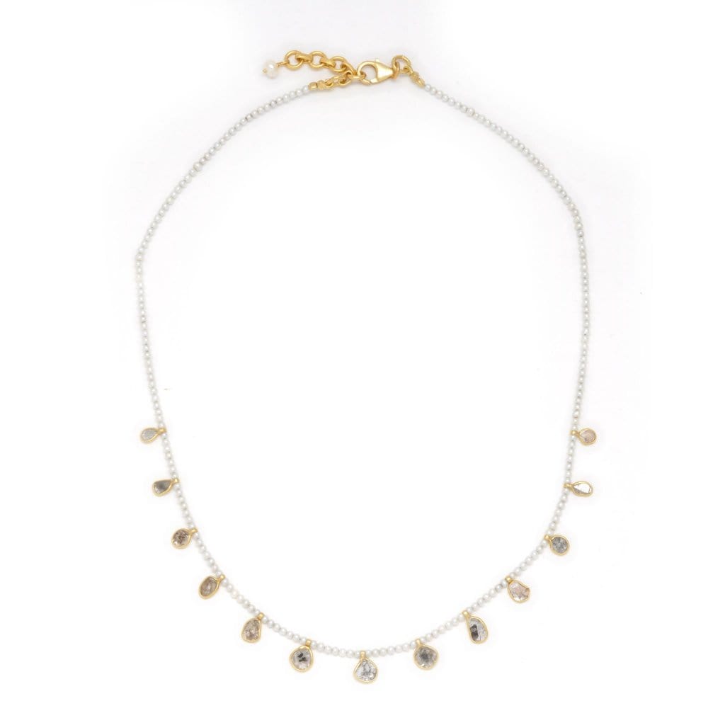 LIZ GENETTI NECKLACES Pearl Diamond Slice Shaker Necklace