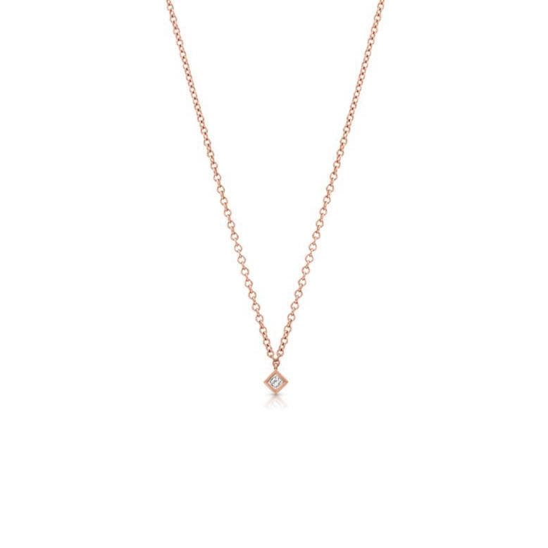 Ziba Zidehsarai NECKLACES Princess Cut Diamond Rose Gold Pendant