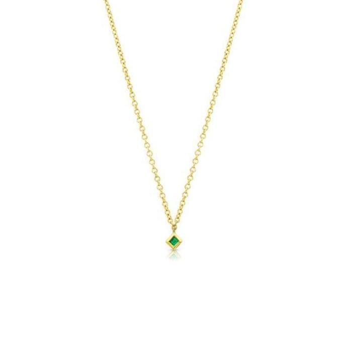 Ziba Zidehsarai NECKLACES Princess Cut Emerald Yellow Gold Pendant