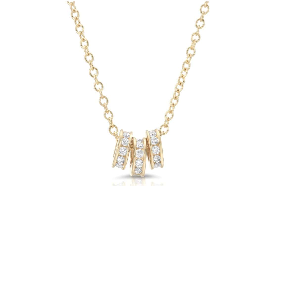 Curated Los Angeles NECKLACES Three Diamond Rondelle Yellow Gold Necklace