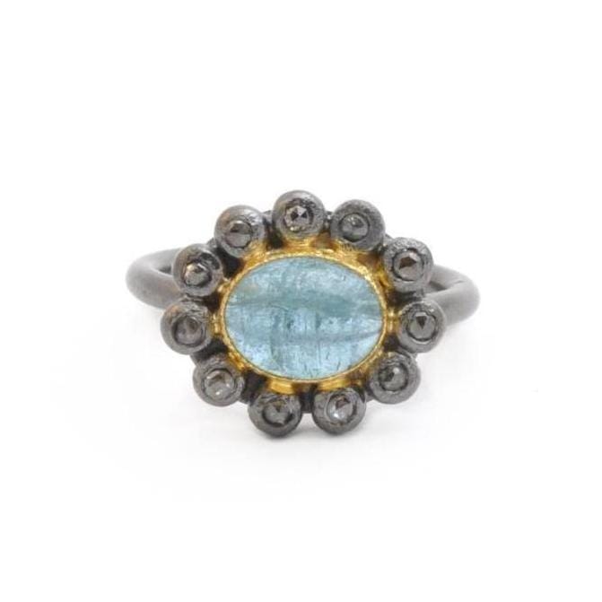 LIZ GENETTI RINGS Aquamarine and Diamond Ring