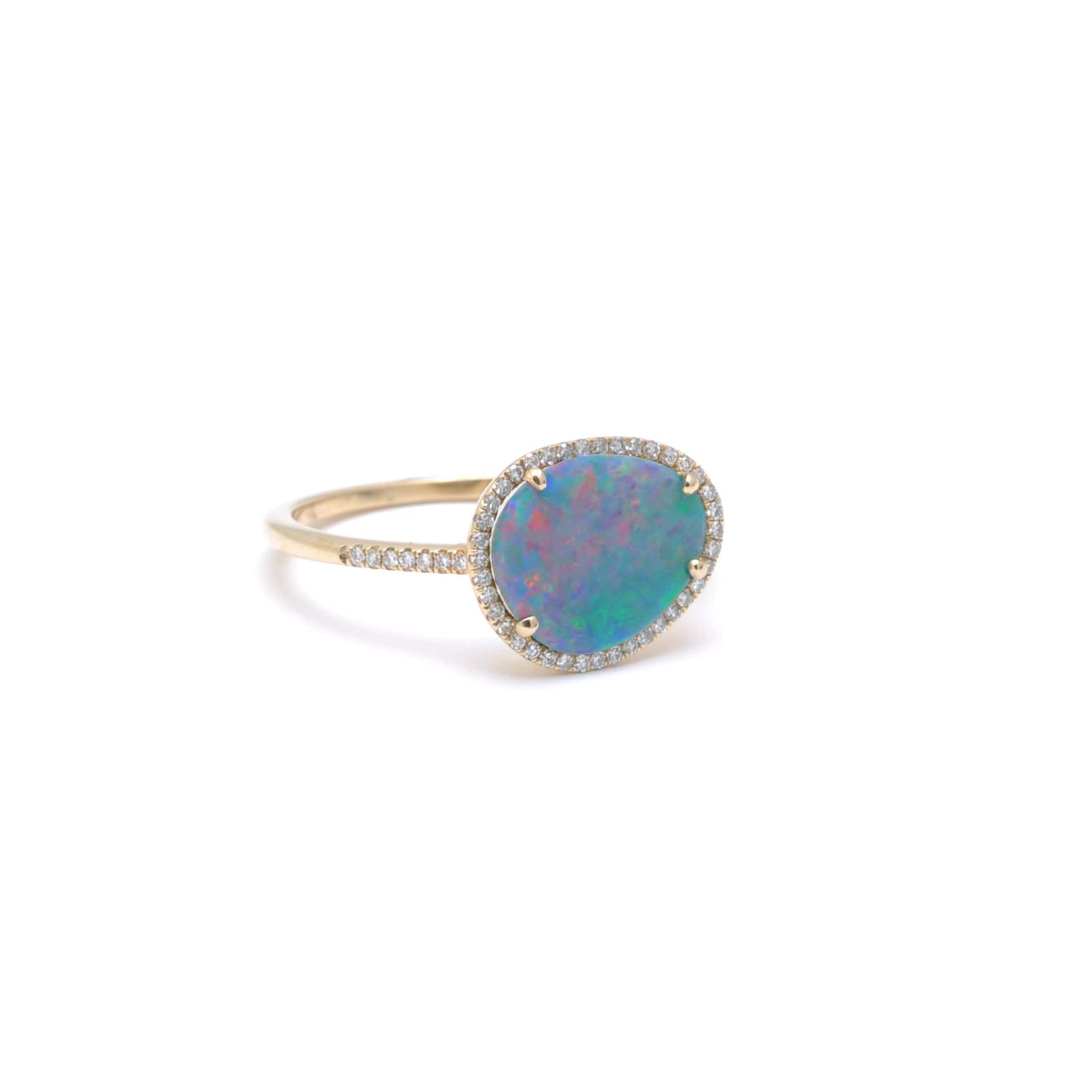 Amazing Grace RINGS Australian Opal Diamond Pave Halo Ring