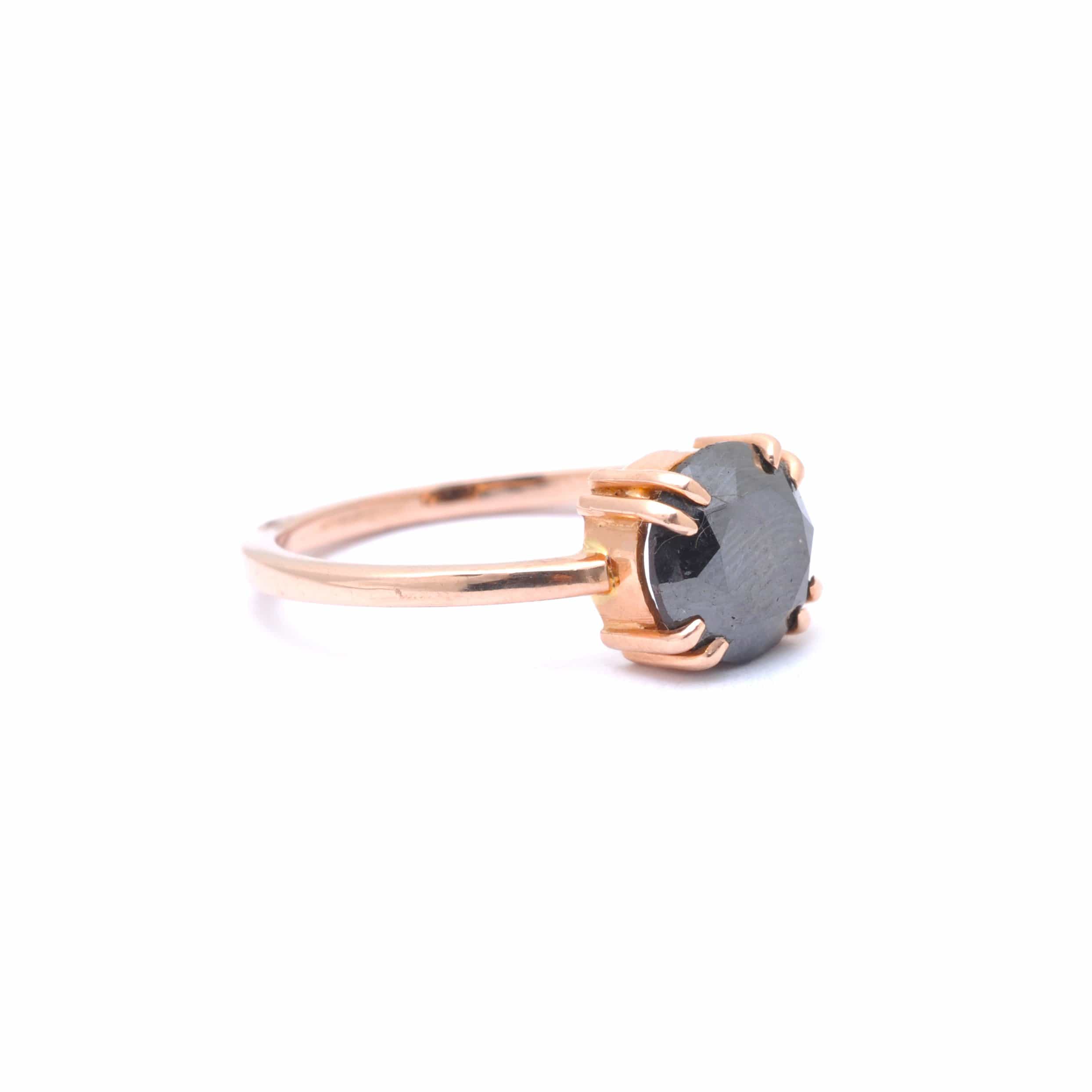 SUNDAR RINGS Black Diamond Rose Gold Alternative Engagement Ring