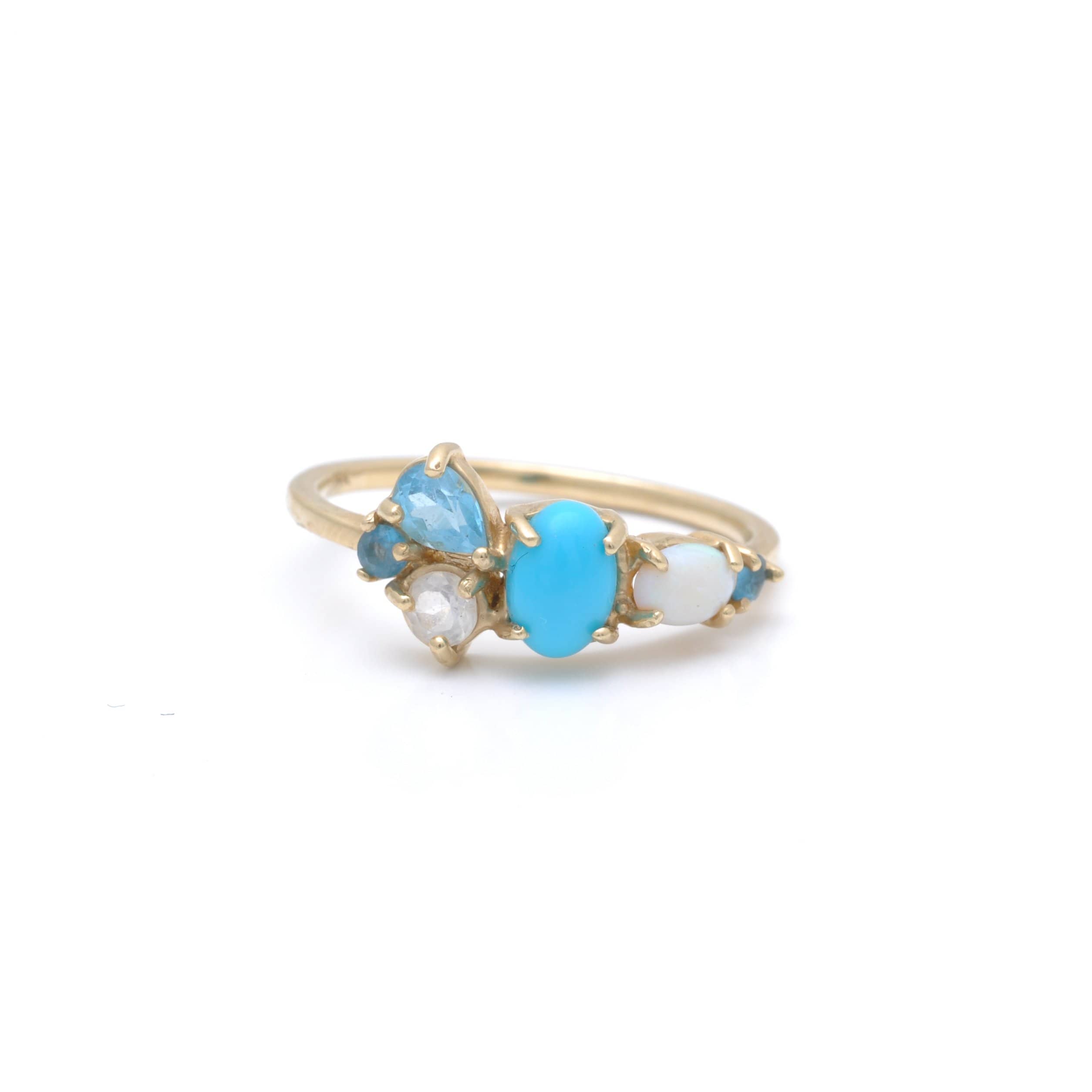 CAITLIN NICOLE JEWELRY RINGS Blue Topaz Turquoise Opal Gold Ring