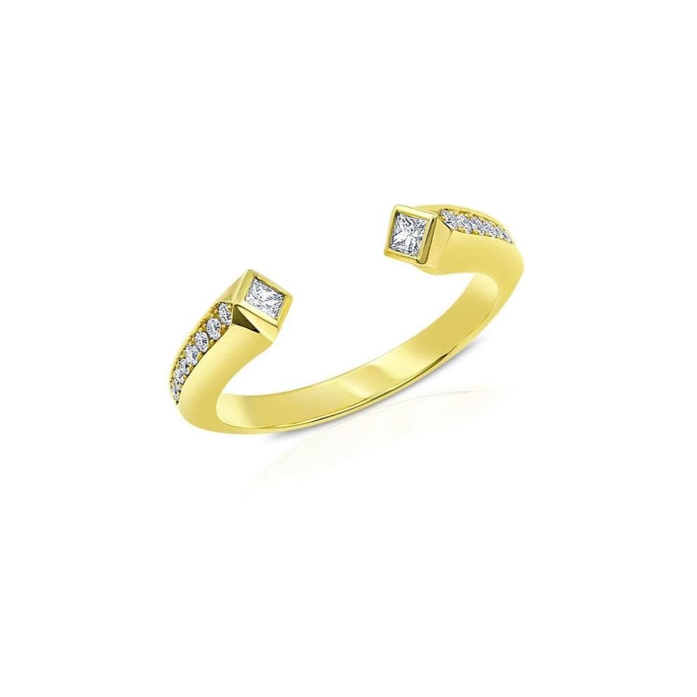 Ziba Zidehsarai RINGS Diamond Open Cuff Style Gold Ring