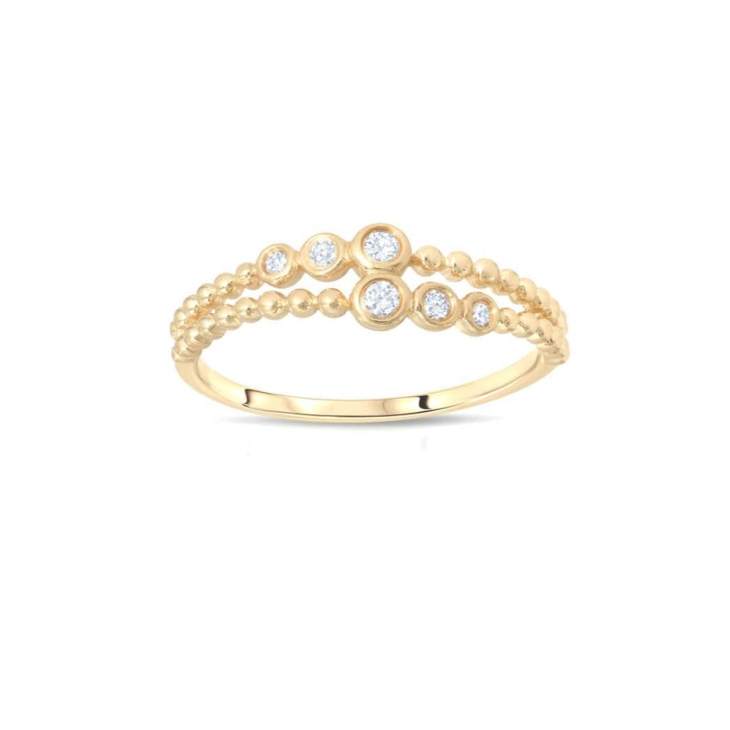 CLA RINGS Diamond Two Row Gold Bead Ring