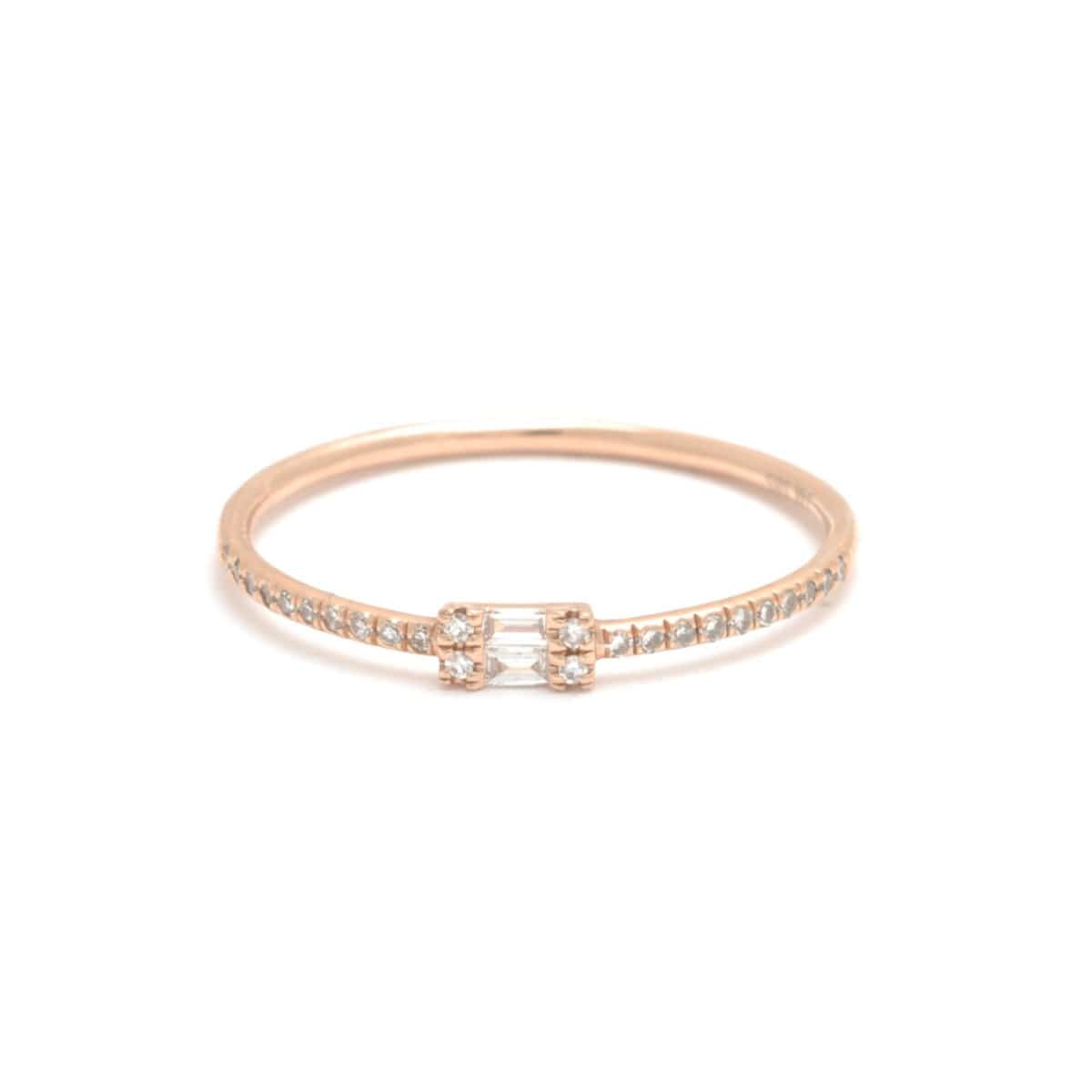 Amazing Grace RINGS Double Baguette Pave Diamond Rose Gold Ring