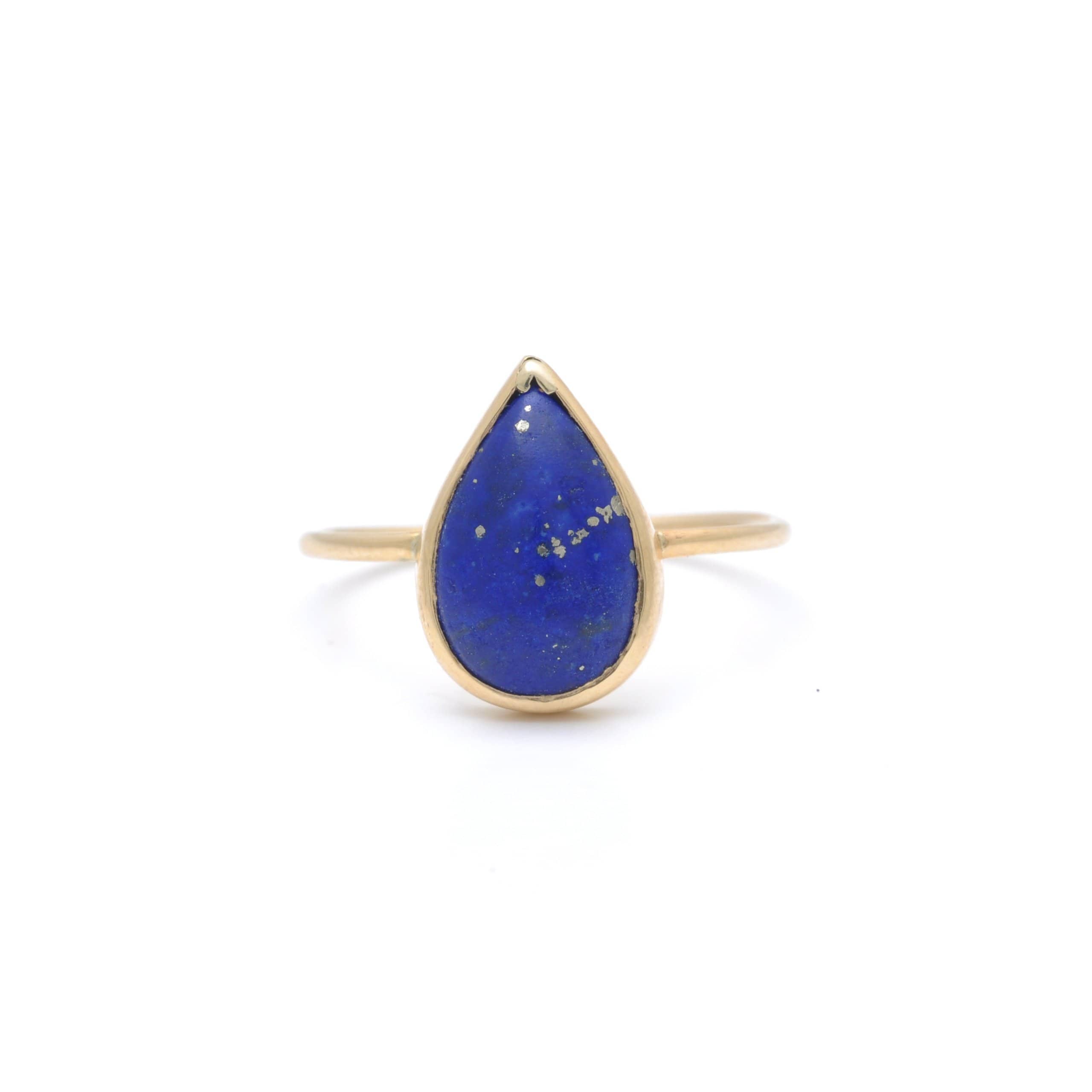 CAITLIN NICOLE JEWELRY RINGS Lapis Lazuli Pear Shape Gold Ring