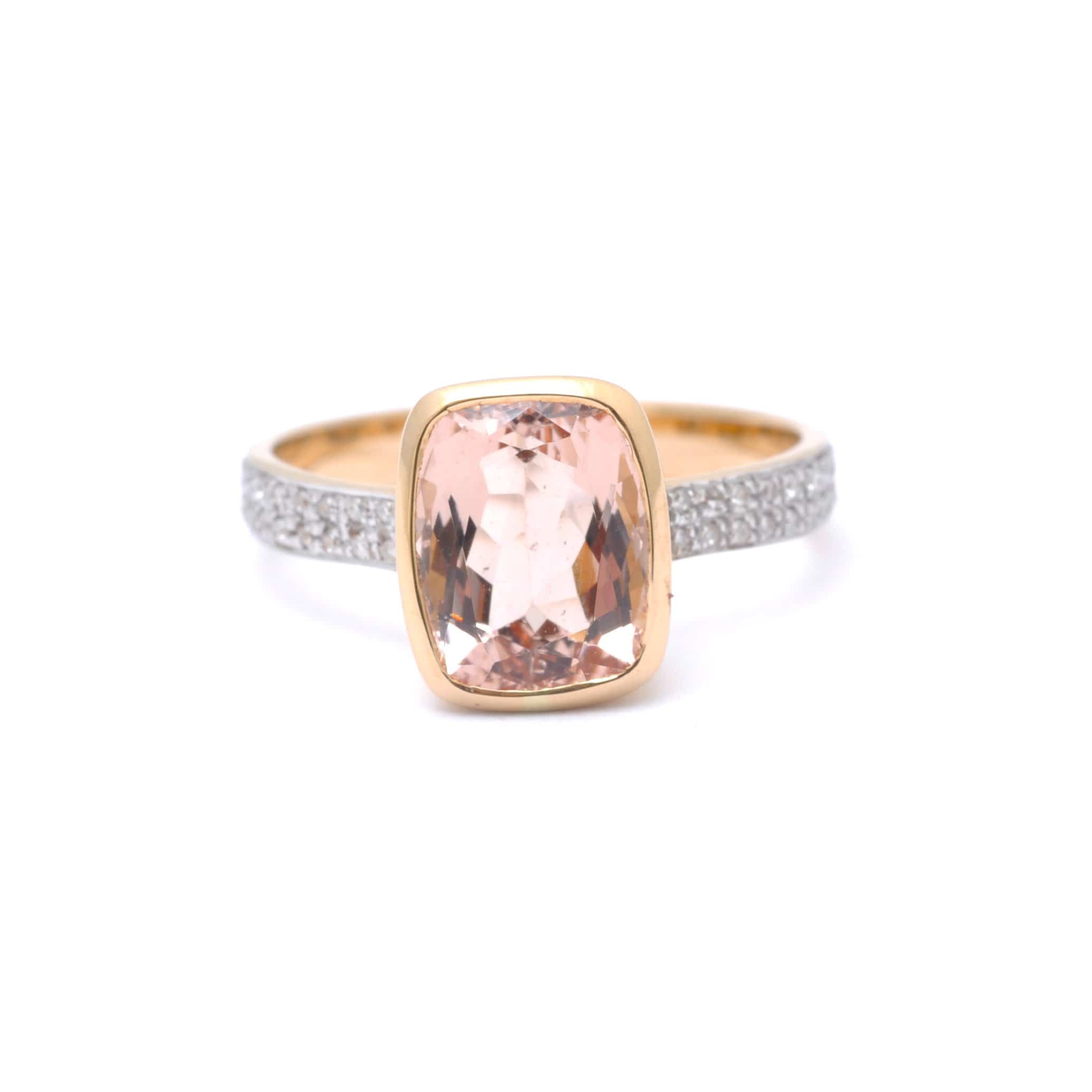 SUNDAR RINGS Morganite Diamond Yellow Gold Ring