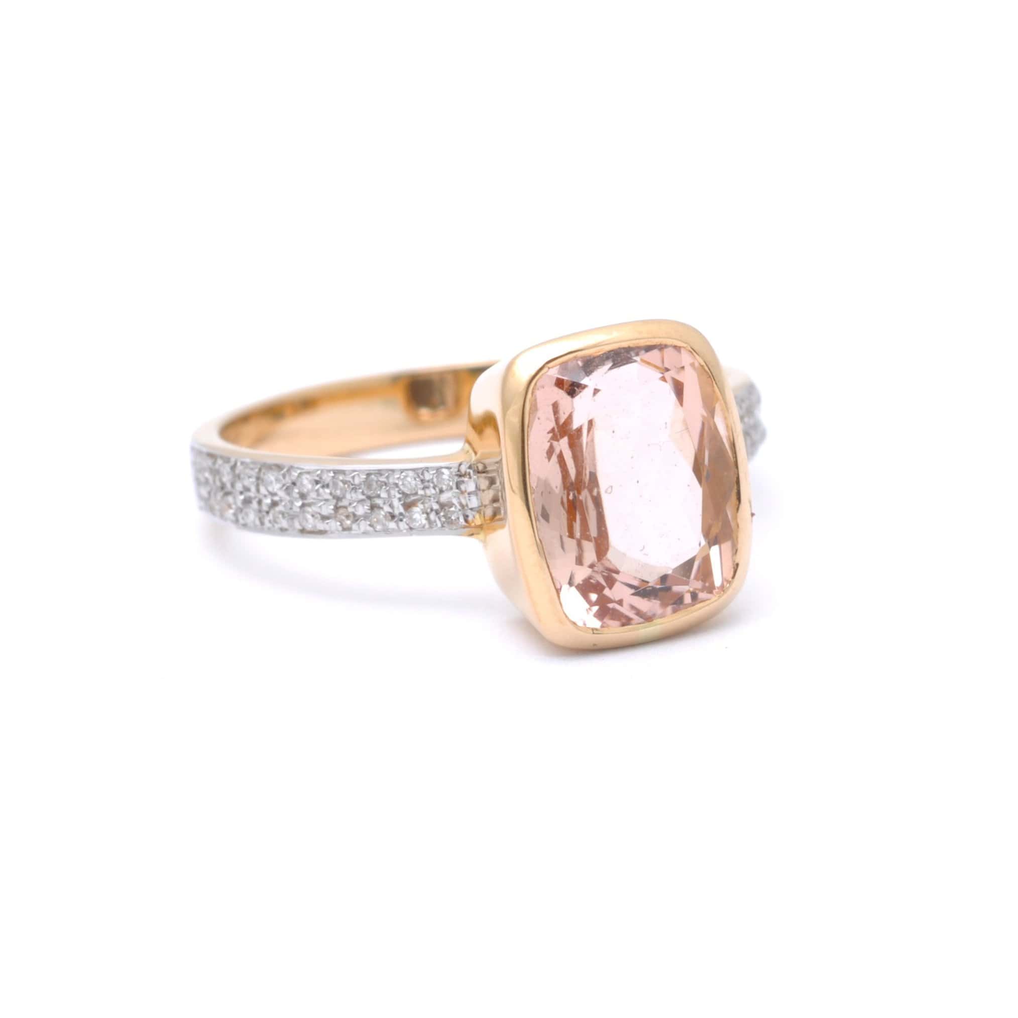 SUNDAR RINGS Morganite Diamond Yellow Gold Ring