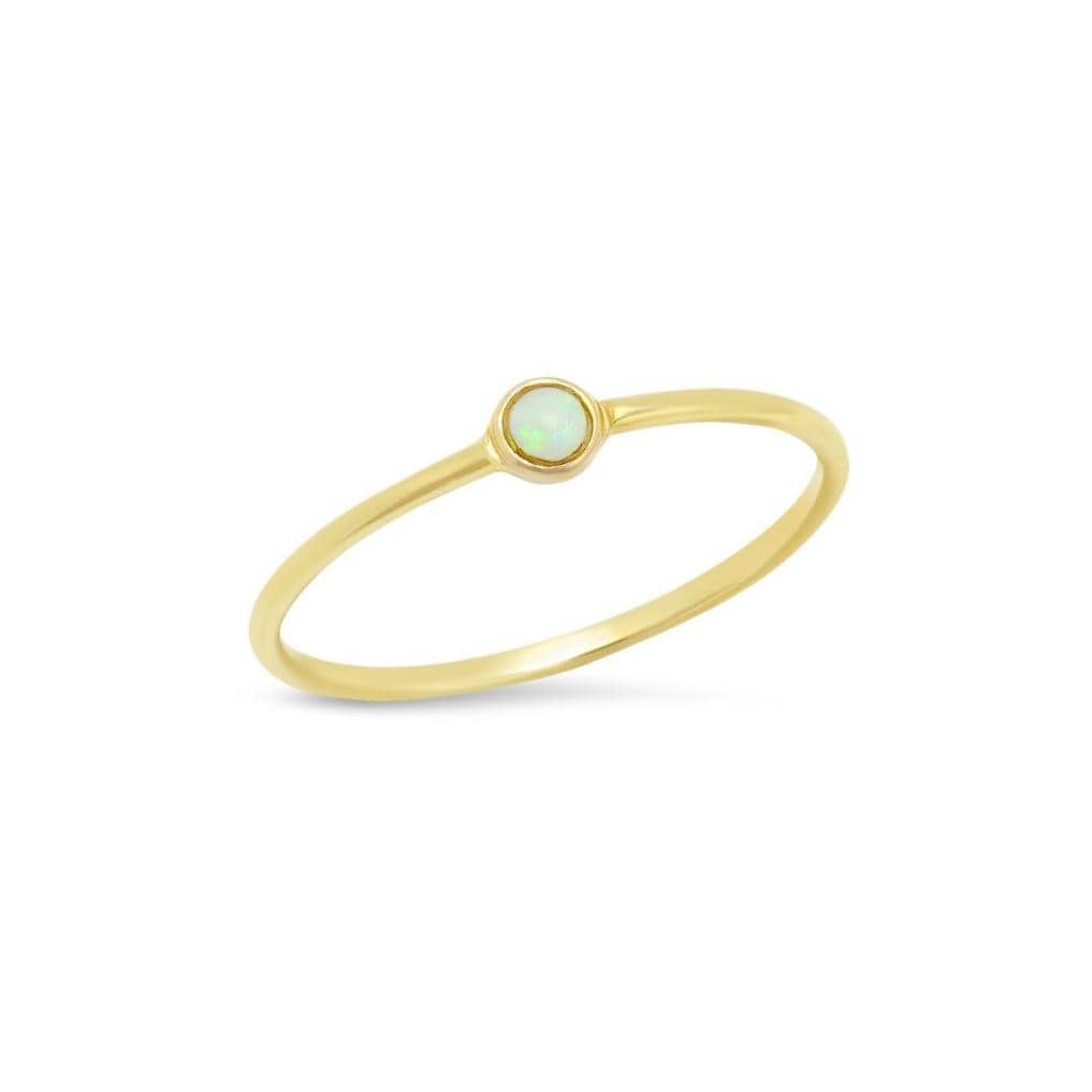 CAITLIN NICOLE JEWELRY RINGS Opal Solitaire Yellow Gold Bezel Ring