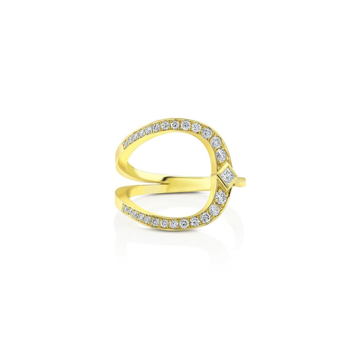 Ziba Zidehsarai RINGS Open U Diamond Yellow Gold Statement Ring