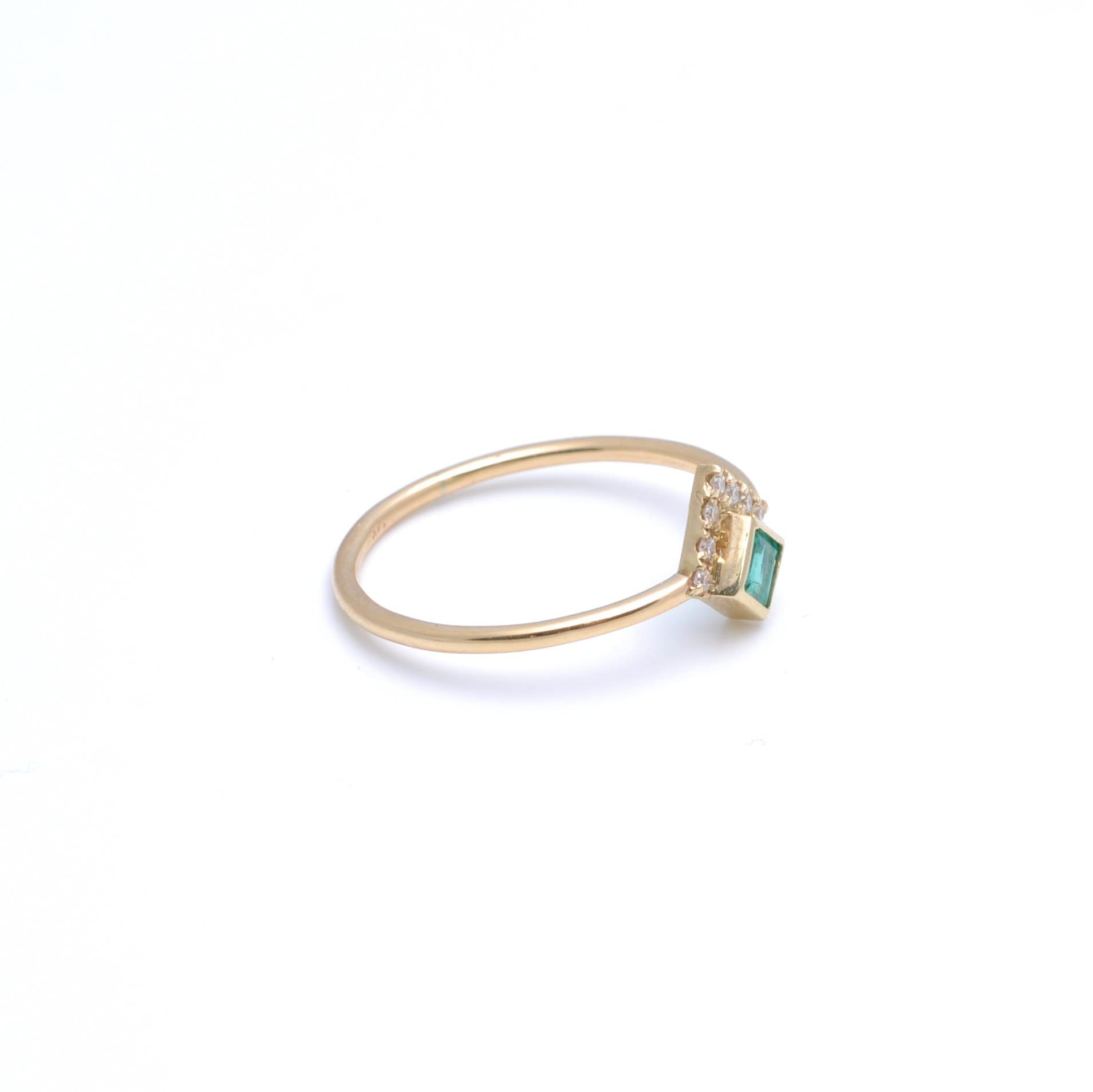 Curated Los Angeles RINGS Princess Cut Emerald Pave Diamond Ring