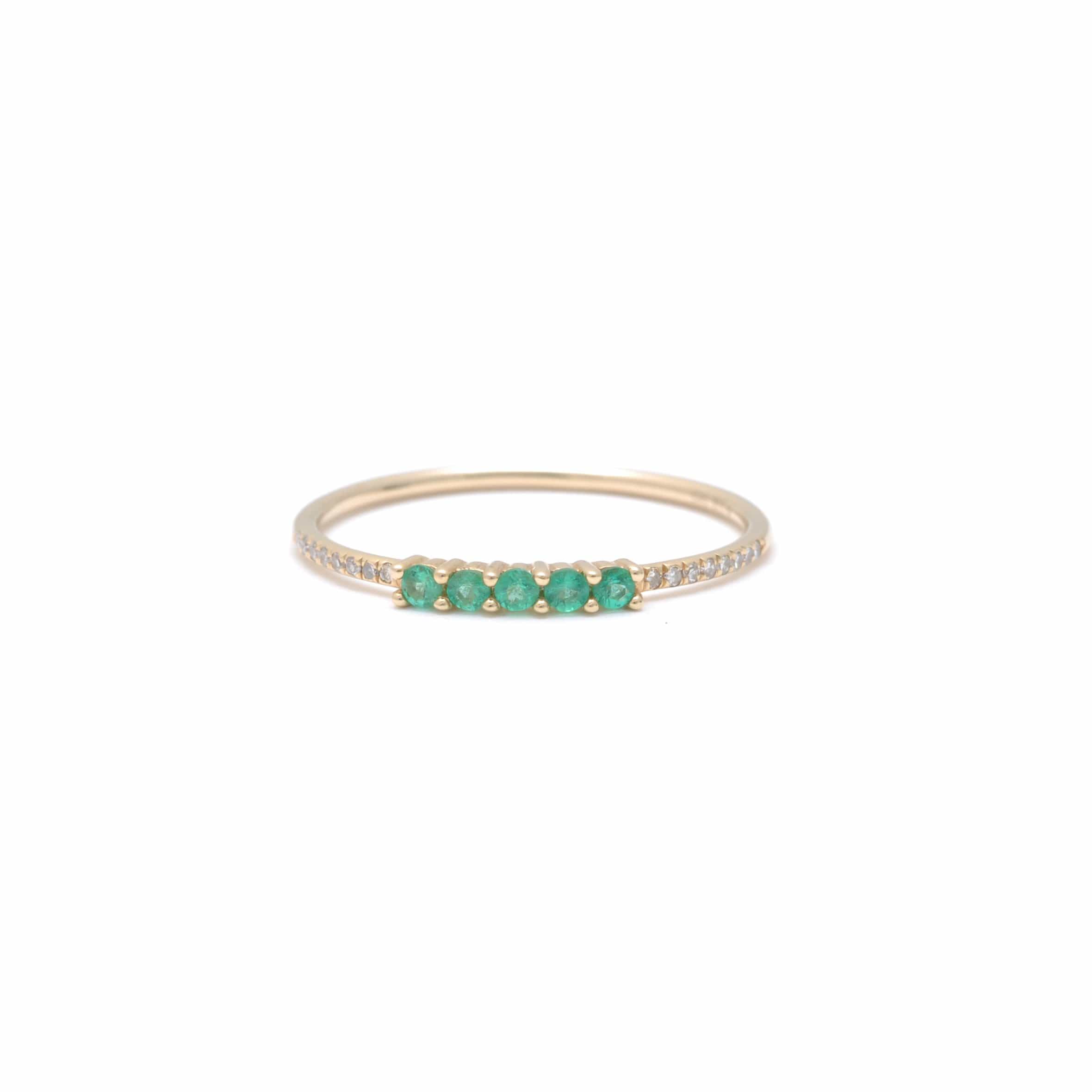 Amazing Grace RINGS Round Emeralds And Pave Diamond Ring