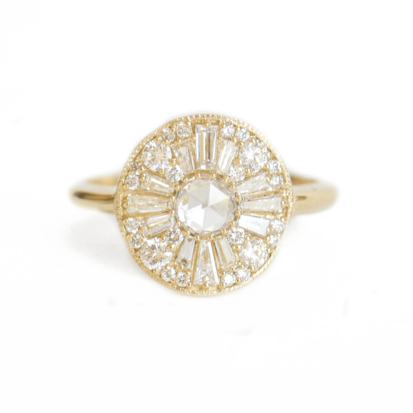 Berlinger RINGS Round Rose Cut Diamond Cluster 14K Ring