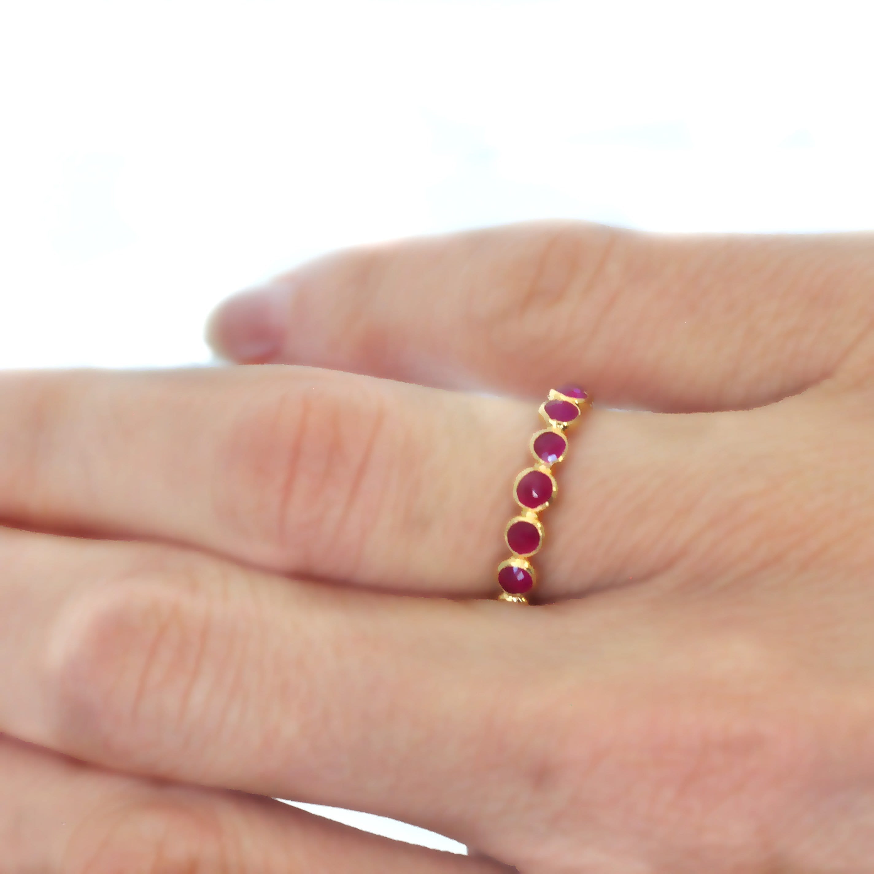 SUNDAR RINGS Ruby and Gold Eternity Band