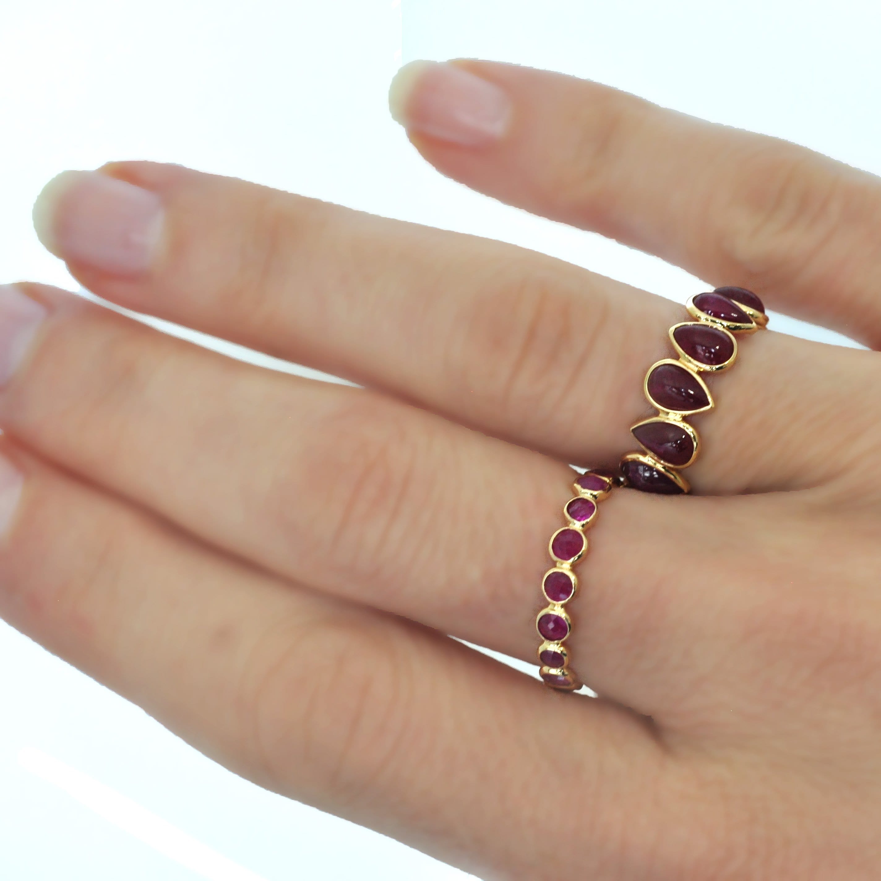 SUNDAR RINGS Ruby and Gold Eternity Band