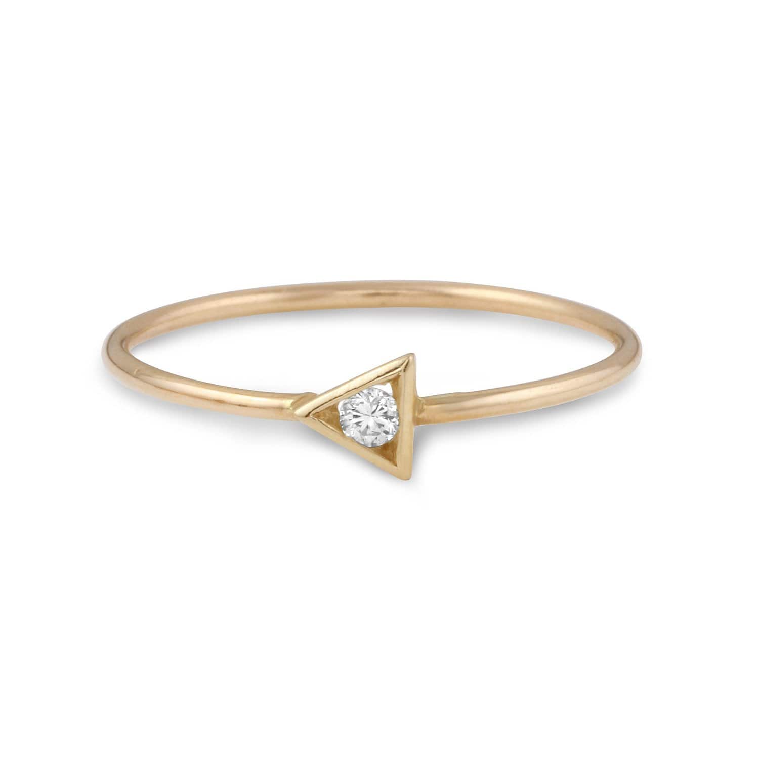 Amanda Lockrow RINGS Small Diamond Triangle Yellow Gold Ring