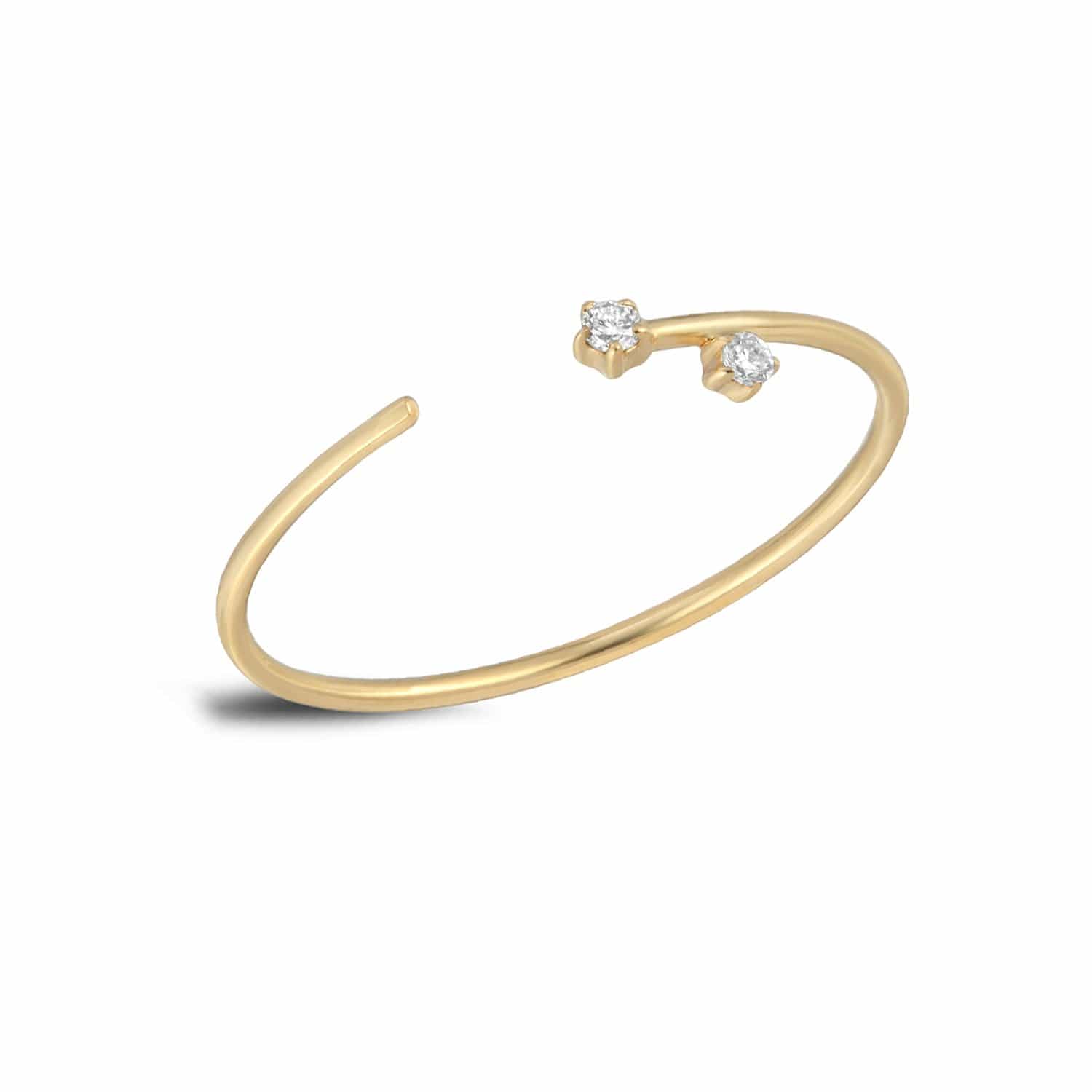 Curated Los Angeles RINGS Two Diamond Delicate Gold Cuff Ring